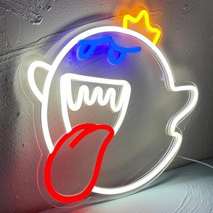 Enseigne néon LED King Boo Ghost Face, Lampe Mario, Enseigne en acrylique pour la décoration de salle de jeux, Accessoire lumineux de gaming - Product Image 2
