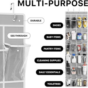 Simple Houseware 24 Pockets Crystal Clear Over The Door <b>Shoe</b> Organizer Gray 64 X 19 Inches Hanging Storage For <b>Shoes</b> Behind - Product Image 5