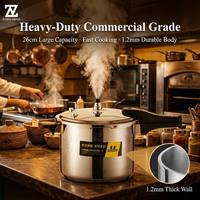 Casserole de 24 cm, 10 L, en acier inoxydable 304 de qualité alimentaire, 1,2 mm, avec verrou de sécurité, sans odeur, résistante aux hautes températures, pour une utilisation domestique, ustensiles de cuisine professionnels, nouveauté
