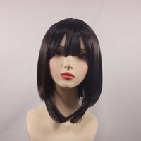 Perruque synthétique courte brune résistante à la chaleur pour femme, style cirque, pour fête d'Halloween DONG-008