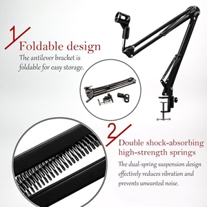 ขาตั้งไมโครโฟนแบบปรับได้ สีดำ ขาตั้งแบบแขนกรรไกร - Product Image 4