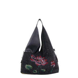 Sac à main fourre-tout de luxe pour femme en PU tendance avec chaînes et motif floral, souple, toutes saisons - Product Image 2