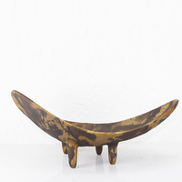 Plateau rectangulaire en métal texturé effet vieilli, couleur unie, avec pieds trépieds, accessoire de bureau décoratif de luxe, plat de rangement