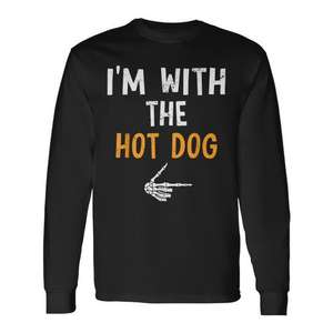 T-shirt à manches longues « I'm With The Hot Dog », costume d'Halloween, chemise assortie pour couple - Product Image 1