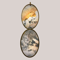 Applique Murale LED Abstraite de Luxe sur Mesure en Alliage de Bronze Vintage avec Dalle de Roche Ovale et Rétroéclairage pour Hôtel, Villa, Salon – Lumière Chaude
