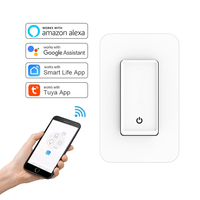 Interrupteur mural WiFi standard US 120 mm, 1 gang, 10 A, panneau PC, 100-240 V, interrupteur mural intelligent pour éclairage Smart Life