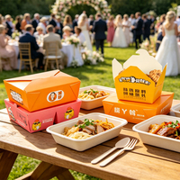 Boîte à lunch en papier kraft imprimée sur mesure, conteneur alimentaire jetable à emporter, emballage alimentaire écologique biodégradable pour la restauration rapide