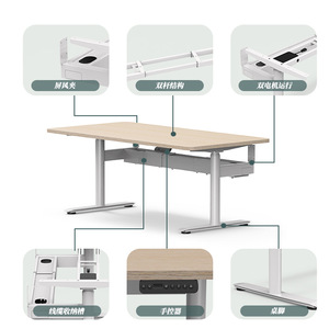 <b>Height</b> <b>Adjustable</b> <b>Desk</b> Legs Round Tube Metal Dual Motor Minimalist Design For Office Home Use - Product Image 4
