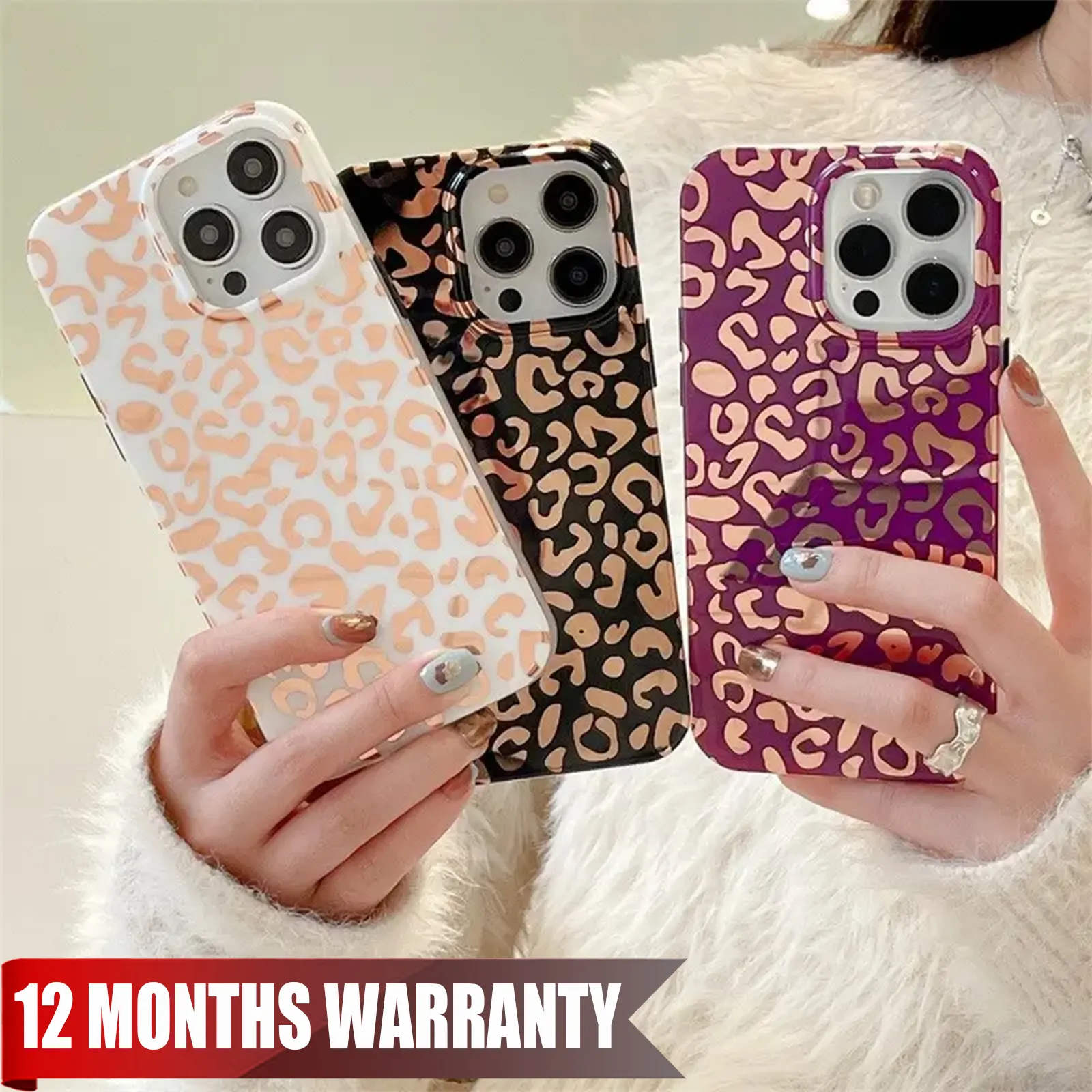 Leopard print metal for iPhone case 14 13 12Pro max phone case suitable for Apple cross-border explosive anti-fall phone case