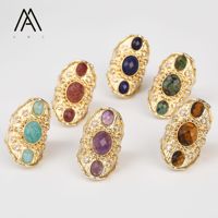 Offre Spéciale personnalisé 18K plaqué or diamant américain et pierres précieuses naturelles Italia bagues de bijoux de mode avec incrustation de cuivre pour cadeau