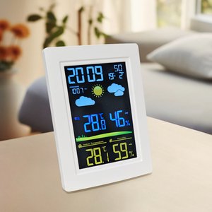 Emaf hiện đại trang trí nội thất đèn nền Máy tính để bàn báo động nhiệt độ độ ẩm ngoài trời di động Trạm thời tiết đồng hồ với màn hình LCD - Product Image 3