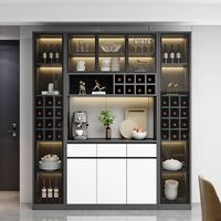Armoire à vin de style luxe léger DBM, design personnalisé, ton bois clair, armoire de bar