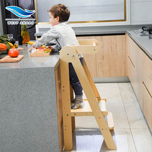 Échelle en bois chaise Observation tour debout tour d'apprentissage en bambou pour les tout-petits enfants escabeau tabouret aide de cuisine - Product Image 1