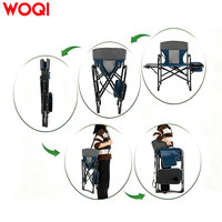 Chaise de camping pliable WOQI avec table latérale intégrée et sac isotherme, chaise de réalisateur pour le camping/la randonnée/le trekking
