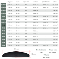 Aile arrière en carbone pour hydrofoil Freeride 390/80, glisse stable, contrôle fluide pour le Wing Foil Surf et la navigation en aval.