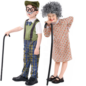 Disfraz de <span class=keywords><strong>Abuelo</strong></span> para Niños, Pantalones a Cuadros, Sombrero, Gafas y Vestido Floral de Abuela, Disfraz para Actuaciones de TV y Cine para Niñas - Product Image 1