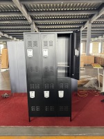 Casier métallique européen à 6 portes avec crochets, pieds autoportants, structure démontable (KD), écologique, durable, en acier premium pour le rangement de bureau