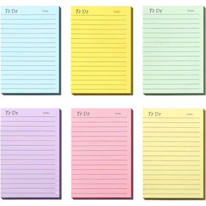 50 Hojas 13x10cm Pastel Surtido Autoadhesivas Notas Adhesivas para Hacer Listas Diseño Rayado Secciones de Fecha Tareas Diarias Oficina/Escuela - Product Image 1