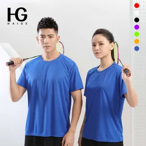 Camiseta de tecido personalizada, camiseta esportiva para homens e mulheres, com secagem rápida, gola redonda, casual e corrida