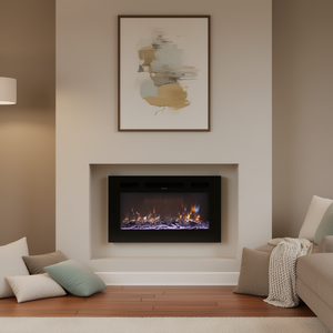 Cheminée électrique murale Zovario de 30 pouces, design encastré, 1500 W, télécommande, effet de flamme réaliste - Product Image 2