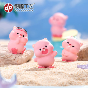 Figurine en résine Dp Pink Beaver, mini décoration de dessin animé pour bureau, voiture, salon - Product Image 2