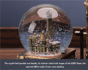 Ретро-таймер в форме башни, музыкальная шкатулка с кристаллическим шаром, светодиодная, светящаяся, меняющая цвет, настольное украшение для дома, ночник - Product Image 2