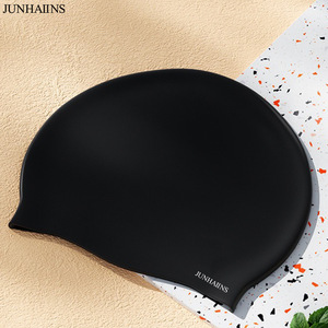 Junhaiins Silicone Swimming Cap Solid Color High Elasticity Waterproof Universal Adult Swim Hat - Product Image 3