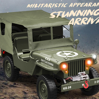 1/10 Willys JEE Mehrzweck-RC-Offroad-Truck 2,4G 4WD Kletterauto-Spielzeug mit LED-Lichtern