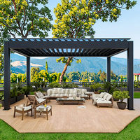 Gazebo d'extérieur en aluminium à toit rigide, revêtement poudré, imperméable, à lames motorisées télécommandées, pour patio et jardin, vente en gros, directement de l'usine, OEM