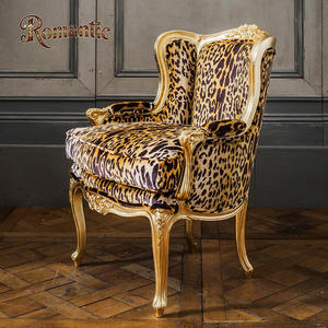 Ensemble de fauteuils élégants de style classique français <span class=keywords><strong>pour</strong></span> salon, en bois massif, avec coussin en <span class=keywords><strong>tissu</strong></span> doux, <span class=keywords><strong>pour</strong></span> villa et appartement de luxe - Product Image 5