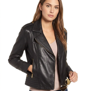 Veste en cuir noir pour femme, veste matelassée - toucher doux et premium, respirante, écologique, veste en cuir d'hiver - Product Image 2