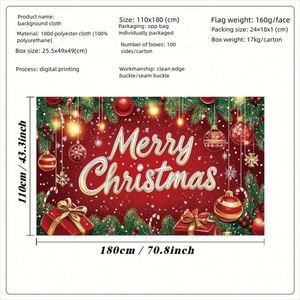 Bannière de fond de scène de neige personnalisée pour Noël, décoration murale, bonhomme de neige, sapin de Noël, drapeau de vacances, en polyester, pour extérieur, vente en gros - Product Image 2
