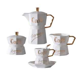 Tazze da caffè pomeridiano bianche in stile europeo set di tazze da tè in porcellana <span class=keywords><strong>con</strong></span> supporto dorato - Product Image 3
