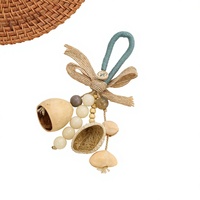 Hochet en bois naturel fabriqué à partir de graines végétales naturelles ; Porte-clés fait main pour sac, son apaisant d'eau courante ; Voyage