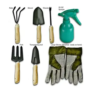 Kit de herramientas de jardinería manual de alta resistencia con organizador de almacenamiento, juego ergonómico para excavación, rastrillo, pala, juego de herramientas de mano para jardín
