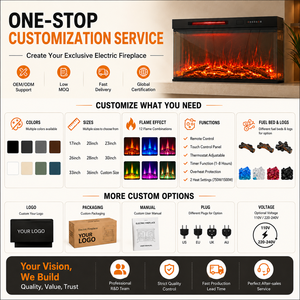 Chimenea Eléctrica Empotrable con Vista de Vidrio de 3 Lados, <span class=keywords><strong>Calefactor</strong></span> de 1500W, Ajustable, Moderna, Metálica, Decorativa, para Uso en Hogar <span class=keywords><strong>y</strong></span> Hotel - Product Image 4