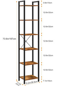 Scaffale a 6 livelli, libreria, scaffalature, per ufficio, <span class=keywords><strong>studio</strong></span>, <span class=keywords><strong>soggiorno</strong></span>, camera da letto - Product Image 2