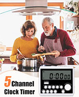 Timer Dapur Digital 5 Saluran Magnetik dengan Fitur Hitung Naik/Turun, Alarm untuk Memasak Pasta dan Lainnya, Timer Makanan