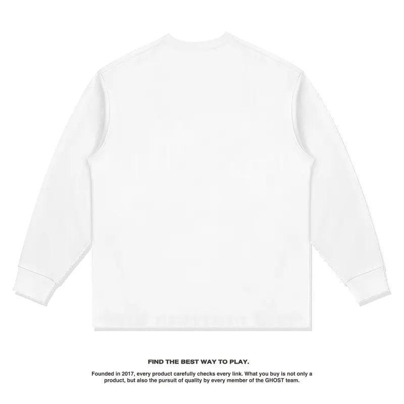 Custom 250g Streetwear Crew Neck Tee Top Cotton Oversized Screen Print Acid Washed Long Sleeve T Shirt For Men