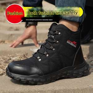 Chaussures de sécurité à bout d'acier haute coupe pour hommes, légères, respirantes, anti-écrasement, anti-perforation, pour travaux de construction industrielle - Product Image 3