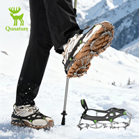 Crampons à glace simples en acier inoxydable Qunature pour la randonnée, couvre-chaussures antidérapants pour l'extérieur, chaussures avec pointes et chaînes