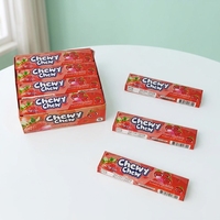 Bonbons gélifiés assortis saveur fraise, enrobés, à mâcher, doux, en bâtonnets individuels, boîte de présentation, vente en gros