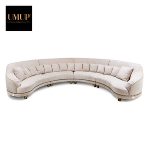 现代奢华天鹅绒7座客厅沙发套装半月圆弧形组合布艺酒店家具 - Product Image 3