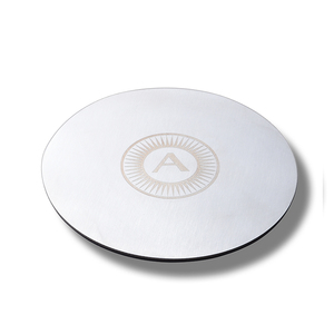 Promotional Items Simple Round Silver Engraved Laser Metal Table Coasters for Drinks