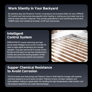 Pompes à <span class=keywords><strong>chaleur</strong></span> <span class=keywords><strong>air</strong></span>-<span class=keywords><strong>eau</strong></span> pour piscine, super silencieuses, réfrigérant R32, Sprsun 6,5 kW-39 kW - Product Image 5