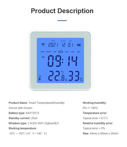 تويا واي فاي ، شاشة بيئة ذكية مع شاشة ليد وساعة منبه بإضاءة خلفية - Product Image 4