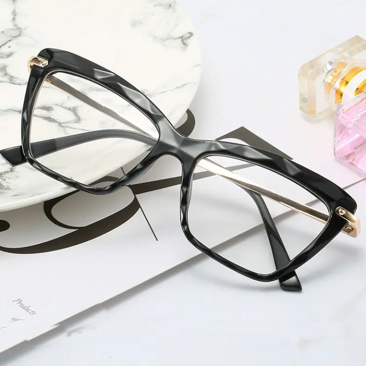 Kacamata Bingkai Retro Transparan Wanita, Kacamata Optik Bingkai Retro Kristal