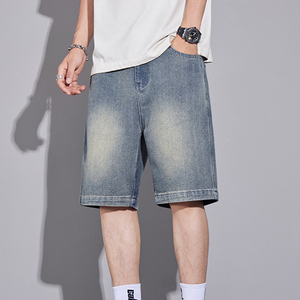 Shorts <span class=keywords><strong>en</strong></span> jean délavés vintage pour hommes avec logo personnalisé de haute qualité et à bon prix Shorts <span class=keywords><strong>en</strong></span> jean - Product Image 1