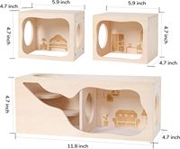 Rumah Kayu Tafit untuk Hamster, Terowongan Petualangan untuk Hewan Kecil, Mainan untuk Hamster Syiria Kerdil, Gerbil, dan Landak