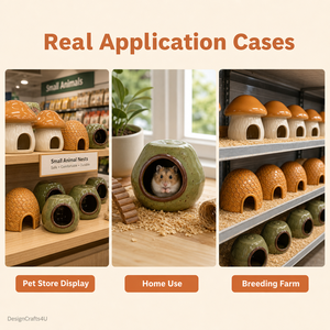 Customized Red Mushroom Shaped Ceramic Hamster House Cozy Small Animals Hideout Cute Pet Cave Shelter for Guinea Pig Chinchilla - Product Image 5